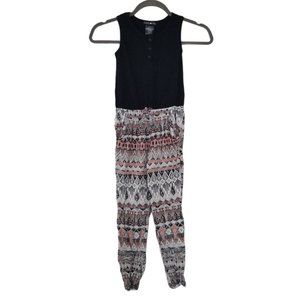 Sleeveless Tribal Print Black & Pink Jumpsuit Sz S